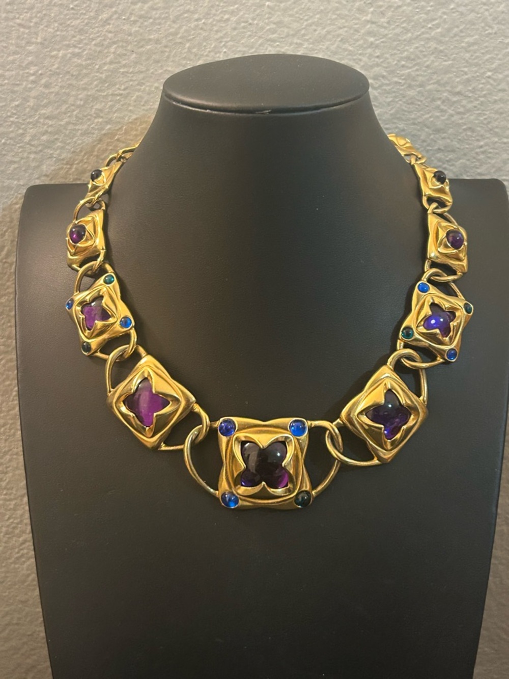 Gold-Tone Multistone Statement Necklace - Purple & Blue